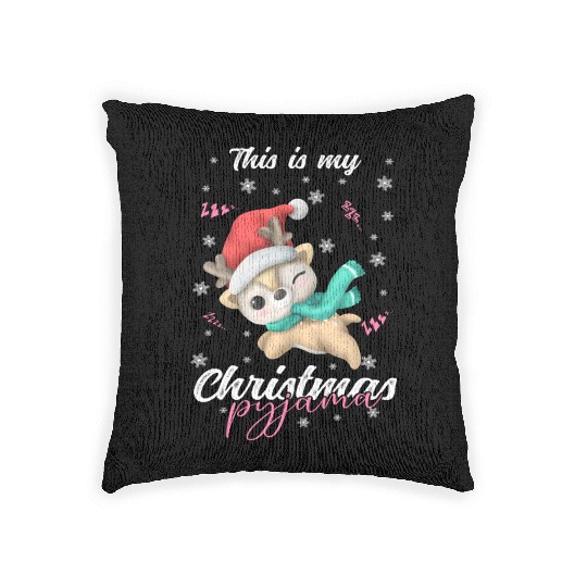 Winter Christmas Pyjama Reindeer Woven Pillows