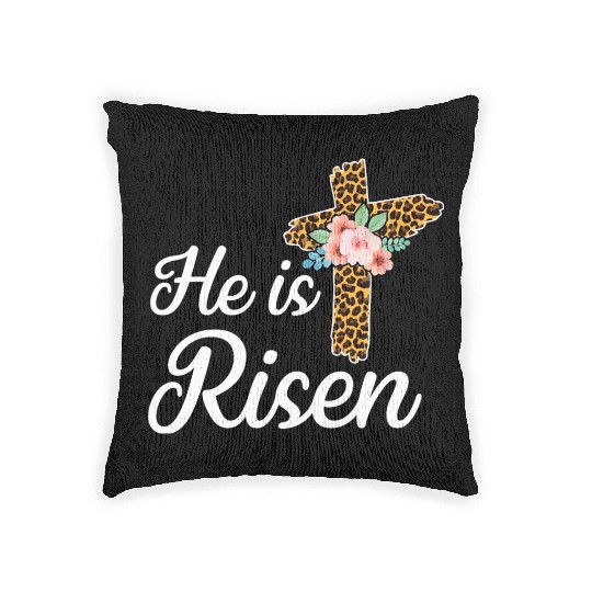 He Is Risen Jesus Christ Cross Easter Sunday Woven Pillows