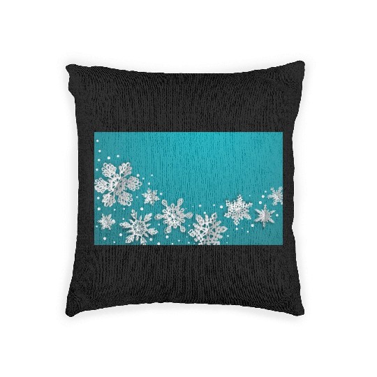 Christmas Snowflakes Teal Winter Woven Pillows