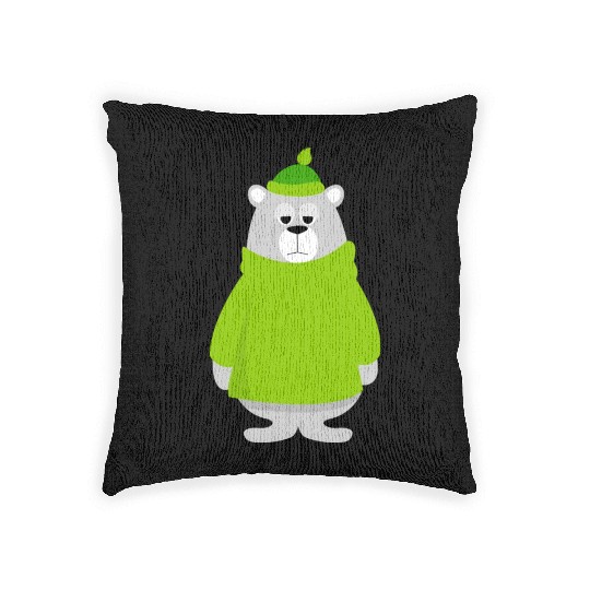 Green teddy bear lover Woven Pillows