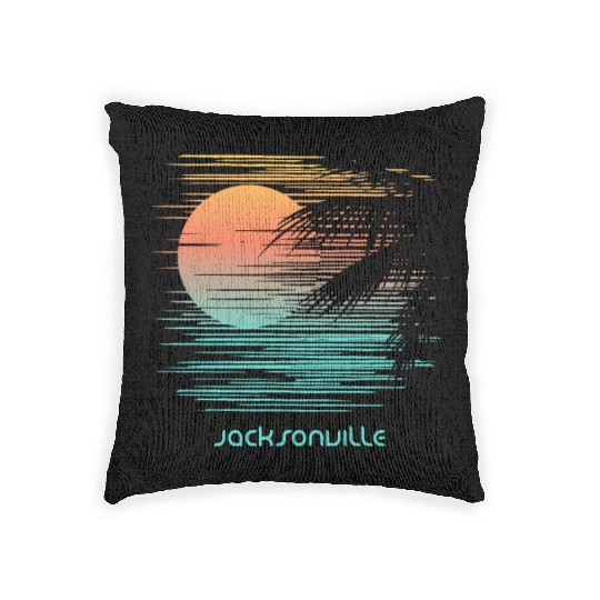 Artistic Jacksonville Florida Palm Tree Vacation Woven Pillows