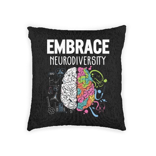 Embrace Neurodiversity Brain Adhd Autism Awareness Woven Pillows