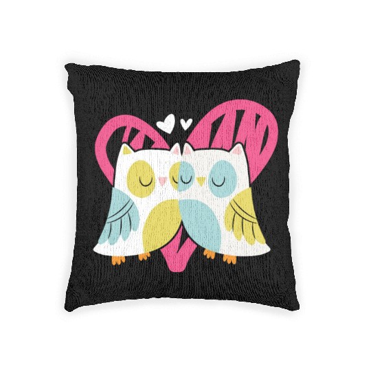 Owl Valentines Day Hearts Day Cupid Bird Lover Woven Pillows