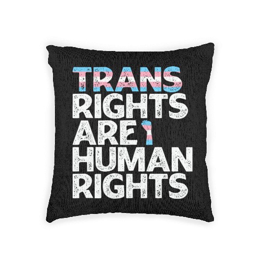 LBGT Flag Gay Pride Trans rights are human rights Woven Pillows