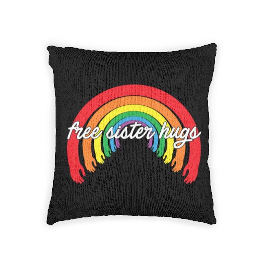 LBGT Flag Gay Pride Human free sister hugs Woven Pillows
