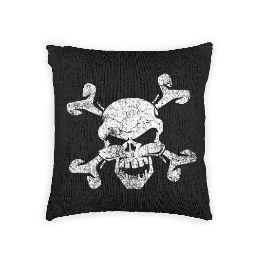 Distressed Skull And Crossbones Woven Pillows