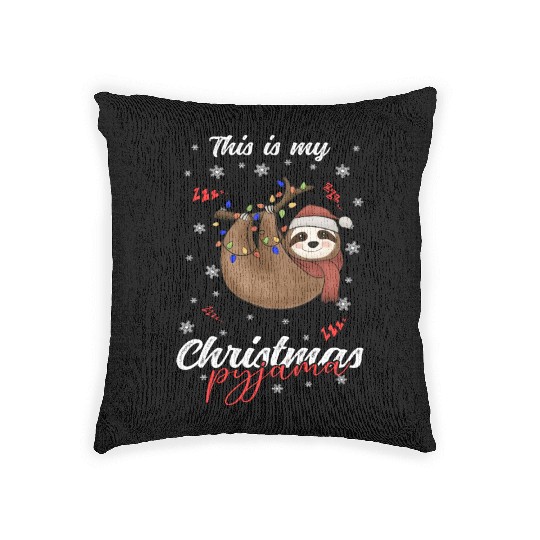 Winter Christmas Pyjama Sloth Woven Pillows