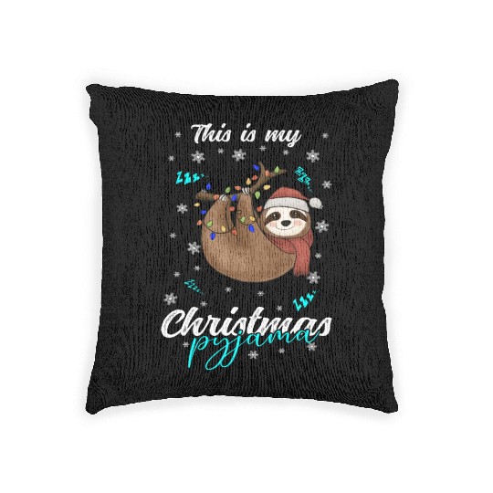 Winter Christmas Pyjama Sloth Woven Pillows