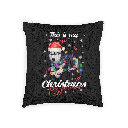Winter Christmas Pyjama Husky Woven Pillows