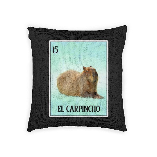 El Carpincho Mexican Capybara Cards Funny Rodent Woven Pillows