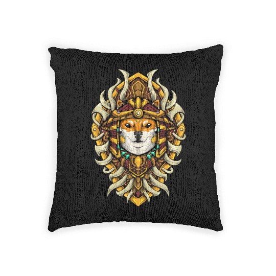 Shiba Inu Warrior Woven Pillows