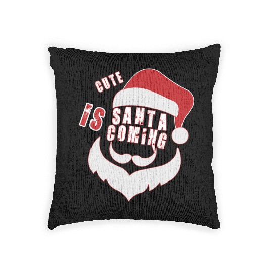 Christmas Cute Santa Is Coming Santa Candy Cane Woven Pillows