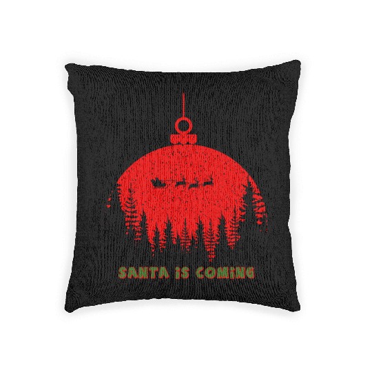 Christmas Santa Is Coming Santa Candy Cane Throne Woven Pillows