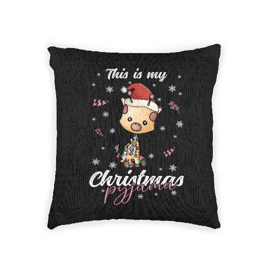 Winter Christmas Pyjama Giraffe Woven Pillows