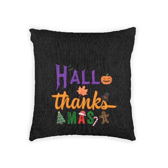 Happy Hallothanksmas Woven Pillows