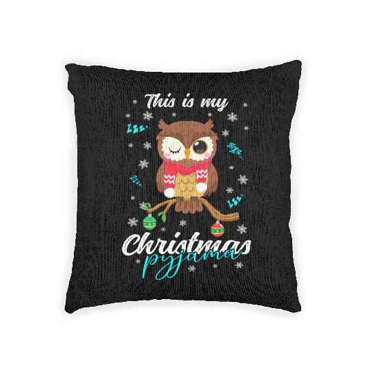 Winter Christmas Pyjama Owl Woven Pillows