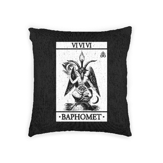 Baphomet Tarot Card Satanic Occult Woven Pillows