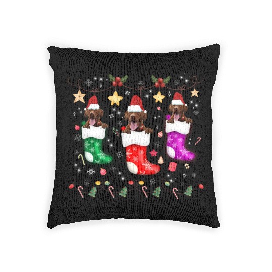 Chesapeake Bay Retriever Christmas Lights Xmas Woven Pillows