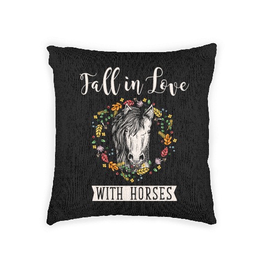 Women Fall Horse Lover Autumn Thanksgiving Woven Pillows