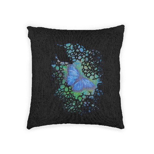 Royal blue monarch butterfly retro 70's animal Woven Pillows