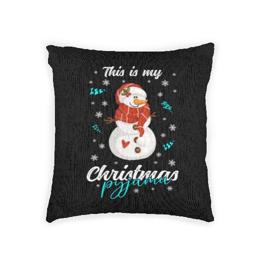 Winter Christmas Pyjama Snowman Woven Pillows