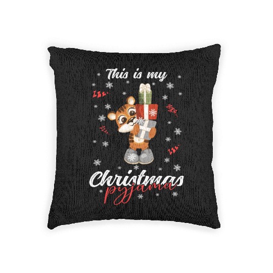 Winter Christmas Pyjama Tiger Woven Pillows