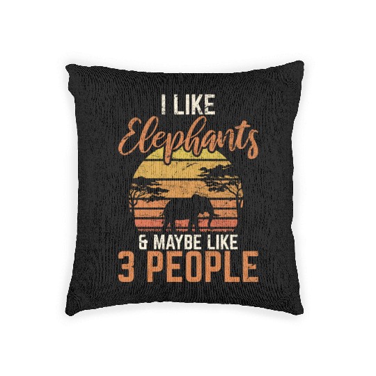 I Like Elephants & Maybe Like 3 People Retro Eleph Woven Pillows