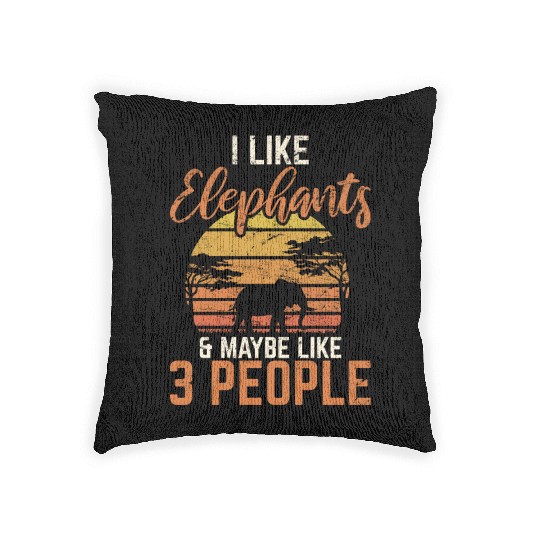 I Like Elephants & Maybe Like 3 People Retro Eleph Woven Pillows