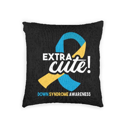 October Wear Blue Yellow Down Syndrome Awareness Woven Pillows