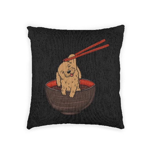 Goldendoodle Dipping Noodles Woven Pillows