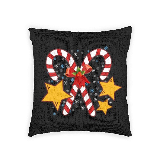 Christmas candy cane for holidays Woven Pillows