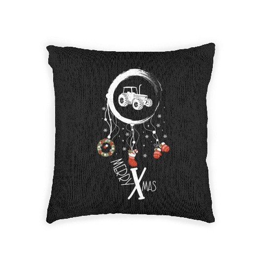 Winter dreamcatcher Christmas Tractor Woven Pillows