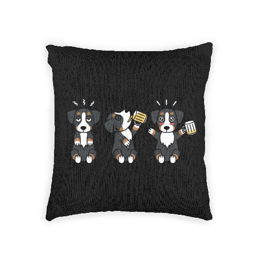 Bernese Mountain Dog Beer Lover Woven Pillows