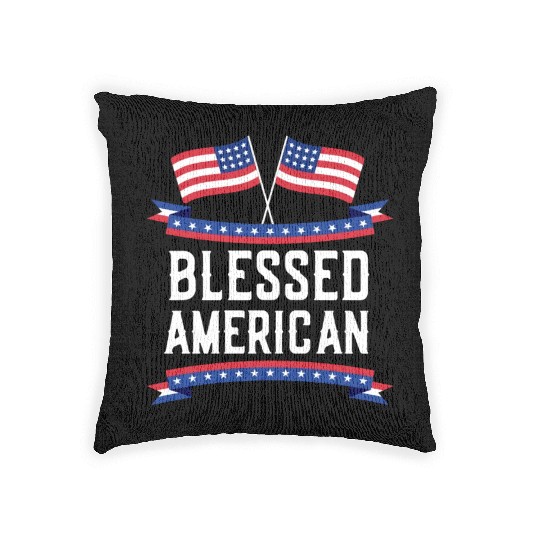 Blessed American Patriotic US America USA Woven Pillows