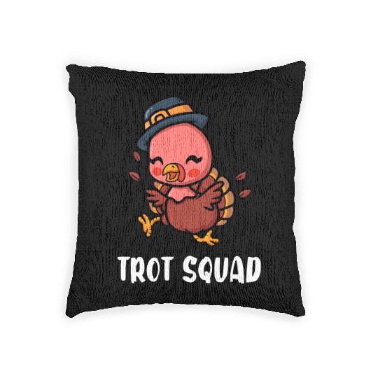 Thanksgiving Running Turkey Trot Squad Woven Pillows
