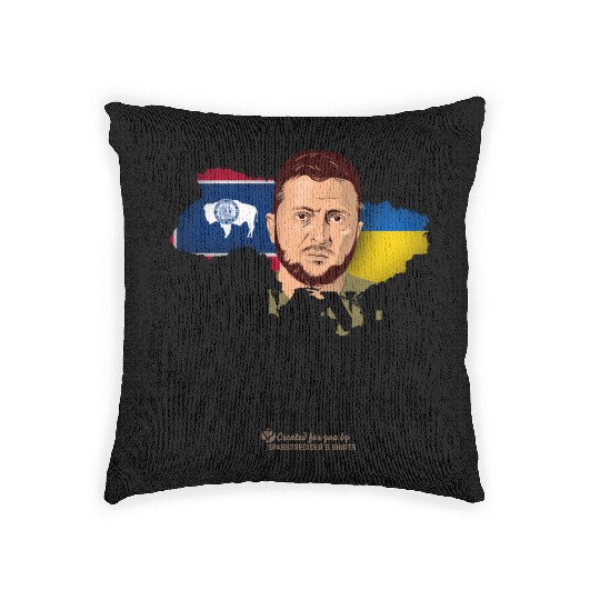 Ukraine Wyoming Flags Zelensky Woven Pillows