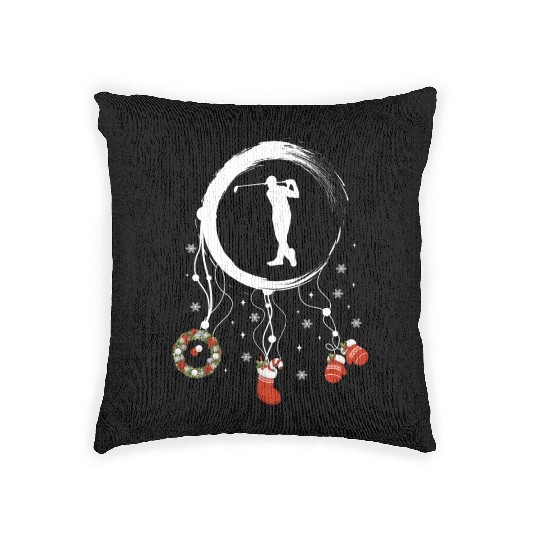 Winter dreamcatcher Christmas Golfer Woven Pillows
