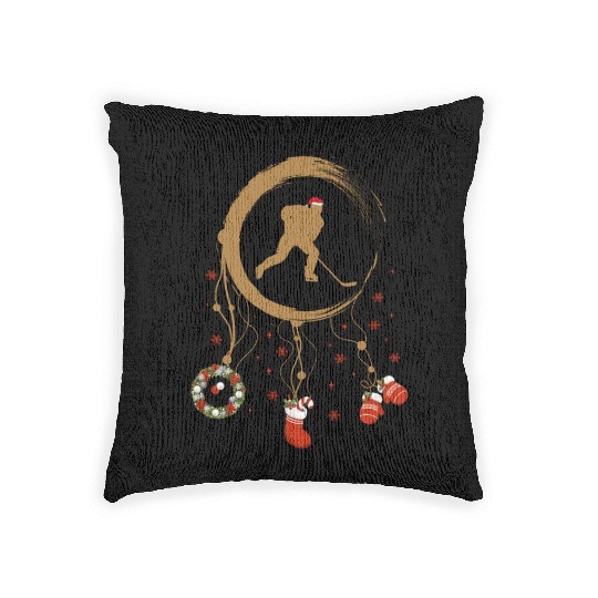 Winter dreamcatcher Christmas Ice hockey Woven Pillows