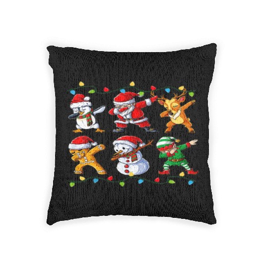 Dabbing Santa Elf Friends Christmas Boys Girls Men Woven Pillows