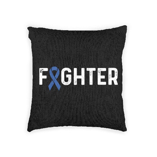 Colon Cancer Awareness Products Blue Ribbon Fighte Woven Pillows