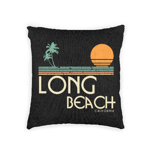 Vintage Long Beach California Woven Pillows