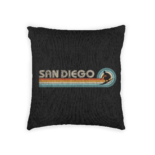 San Diego Surfer Merch Men Surfing San Diego Woven Pillows