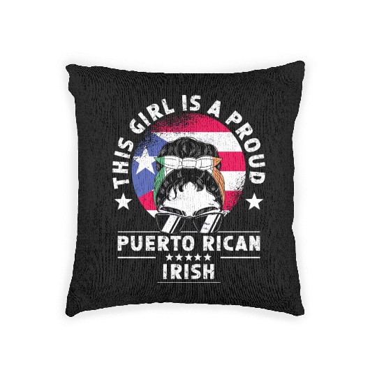 Puerto Rico Flag Ireland Grown Women Girl Woven Pillows