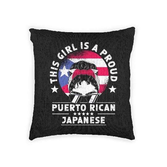 Puerto Rico Flag Japan Grown Women Girl Woven Pillows