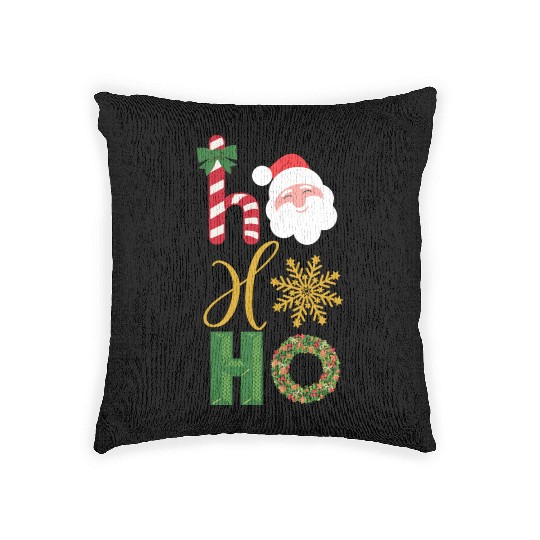 Ho Ho Ho Christmas icons Woven Pillows