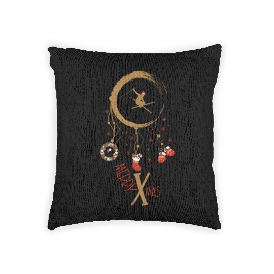 Winter dreamcatcher Christmas Skiing Woven Pillows