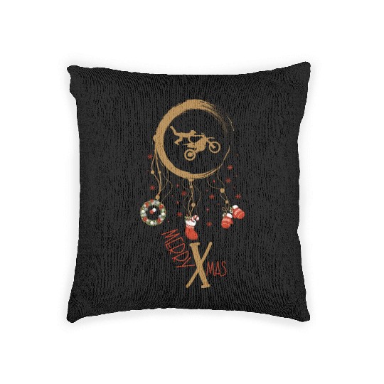 Winter dreamcatcher Christmas Motocross Woven Pillows