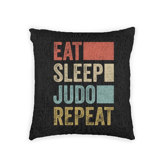Vintage Retro Eat Sleep Judo Repeat Men Boys Kids Woven Pillows