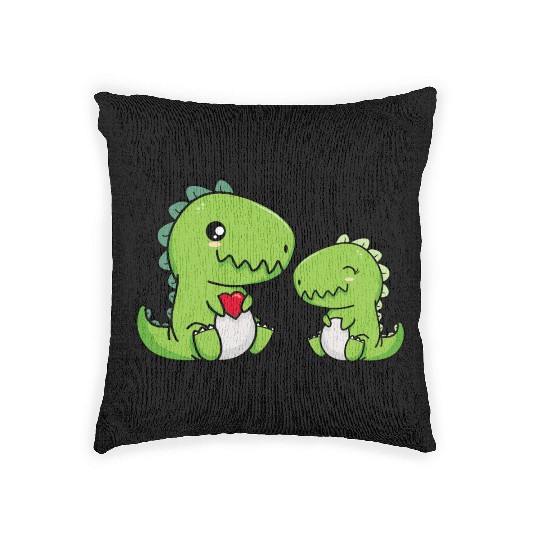 Big sister brother dino siblings boy girl heart Woven Pillows