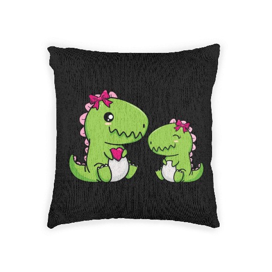 Big sister brother dino siblings boy girl heart Woven Pillows